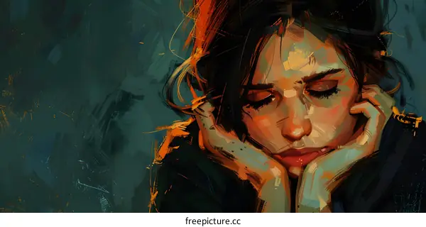 portrait of a pensive young woman