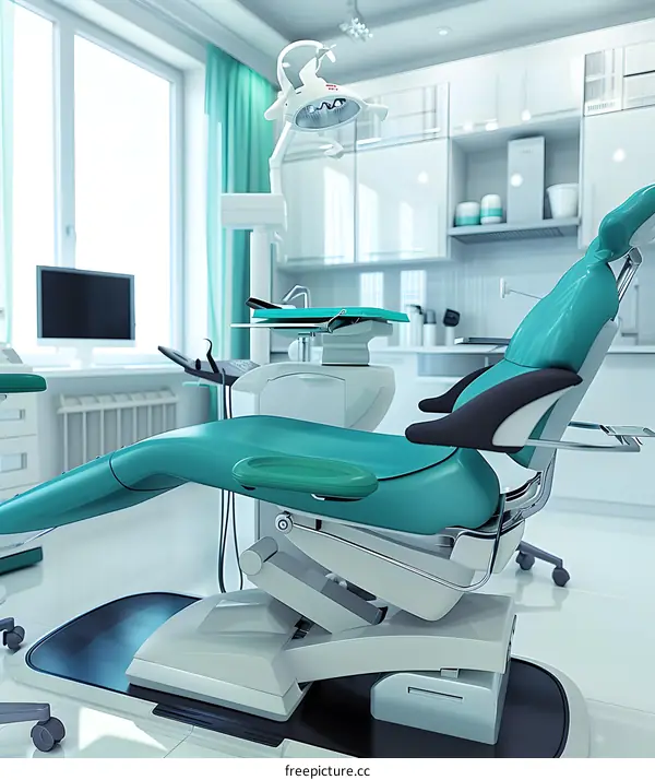 Modern Dental Office Chair with Blue Upholstery