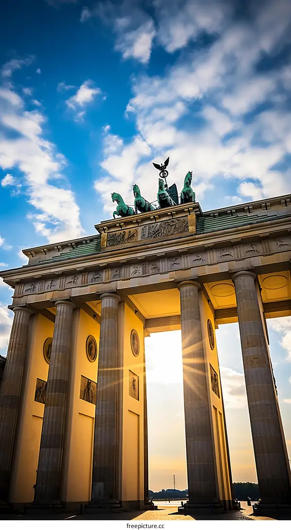 The Brandenburg Gate is a monumental building in Berlin, Symbolizing the Peace