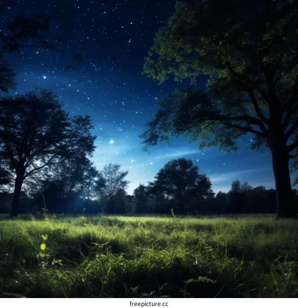 Night sky with stars and trees