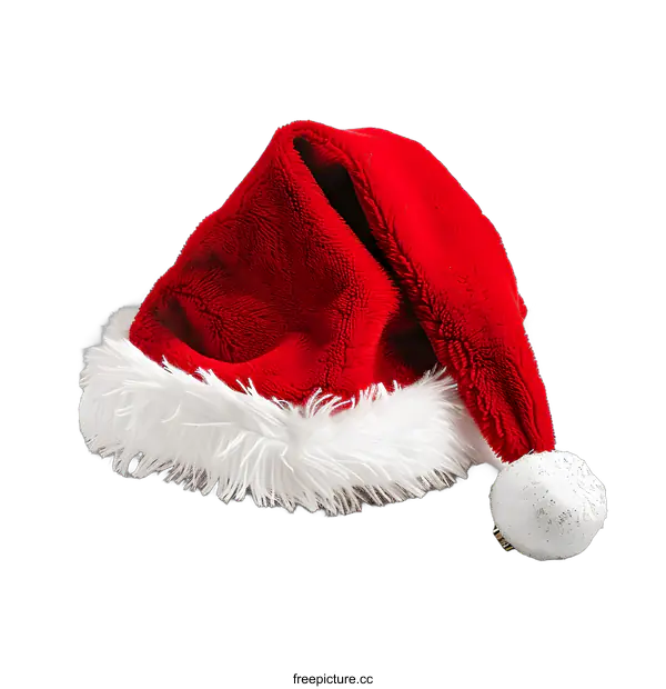 [Transparent Background PNG]Red Santa Claus Hat With White Fur Trim