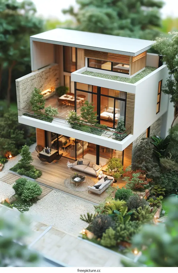 Miniature Model of Modern Two-Story House