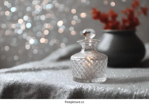 Elegant Glass Bottle on a Sparkling Background