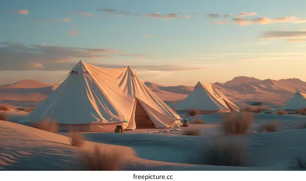 Luxury Tents in the Desert at Sunset