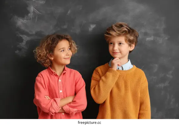 Two Children Thinking About School