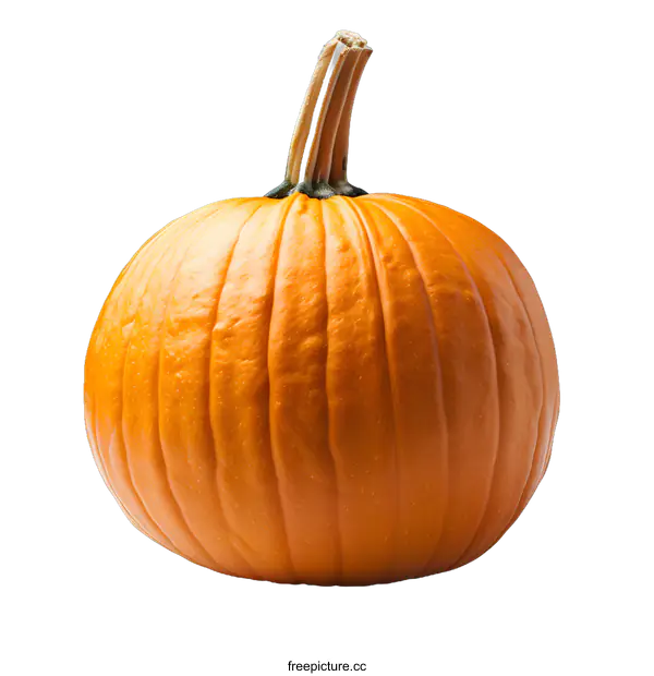 [Transparent Background PNG]A Single Orange Pumpkin on a White Background