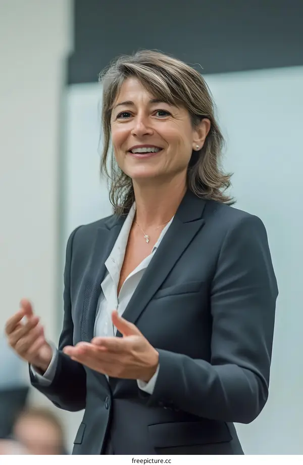 Business Woman Giving Presentation In Office