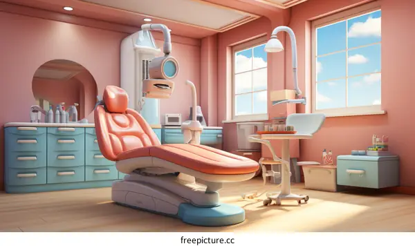 Pink and Blue Dental Office Interior