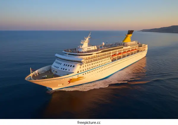 Cruise ship Costa neoRiviera sails into the sunset