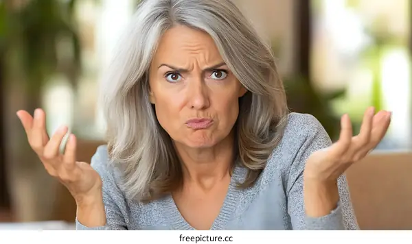 Caucasian Woman Expressing Confusion and Frustration with Gestures
