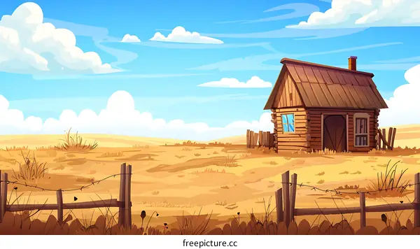 Wooden Cabin in the Countryside With Fence