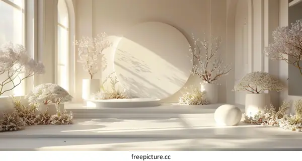 Elegant White Aesthetic Minimalist Scene