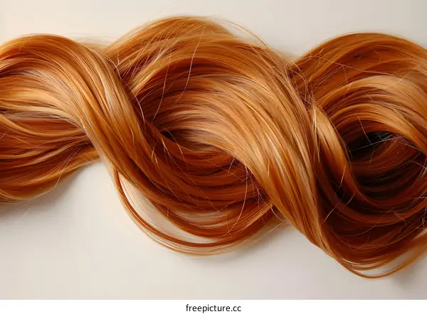 Wavy Auburn Hair Isolated on White