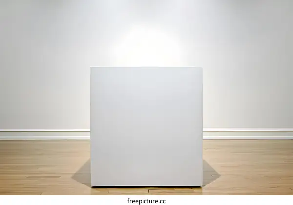 Blank White Canvas on Wooden Floor in Gallery Room