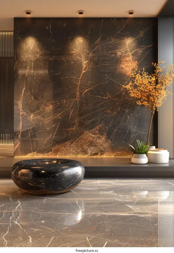 Modern Luxury Interior Design with Marble Wall