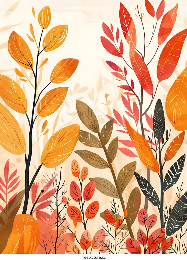 Autumn Leaves Watercolor Illustration