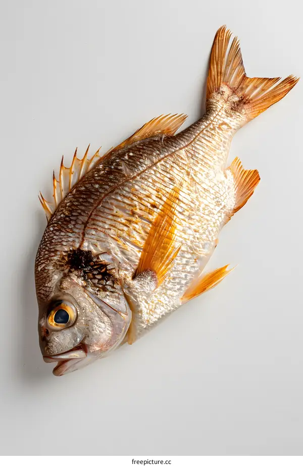 Grilled Fish on White Background