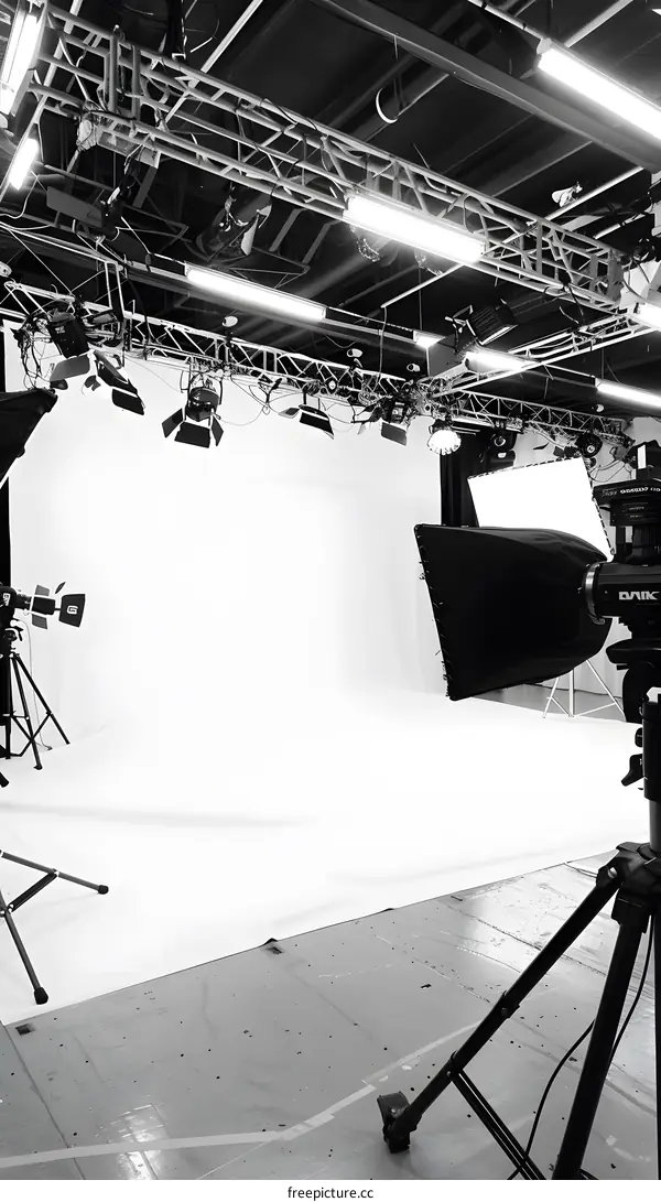 Professional Photography Studio Setup With Lighting Equipment