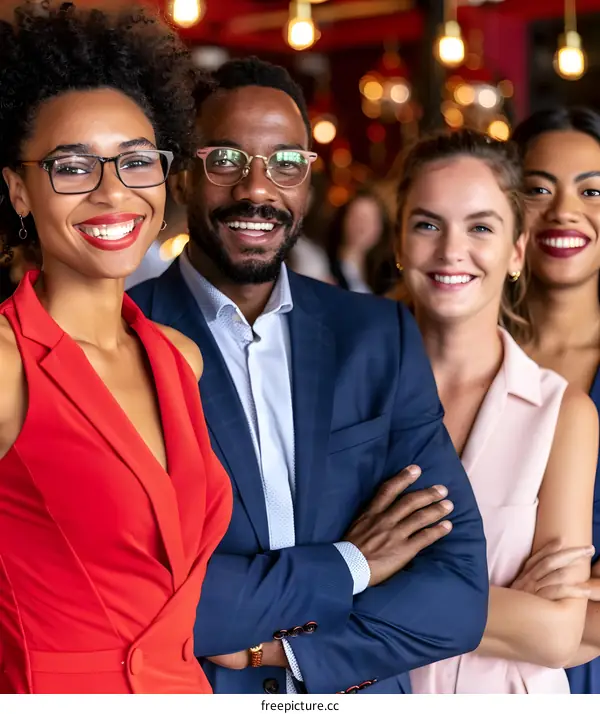 Smiling Diverse Group of Business Professionals Standing Together