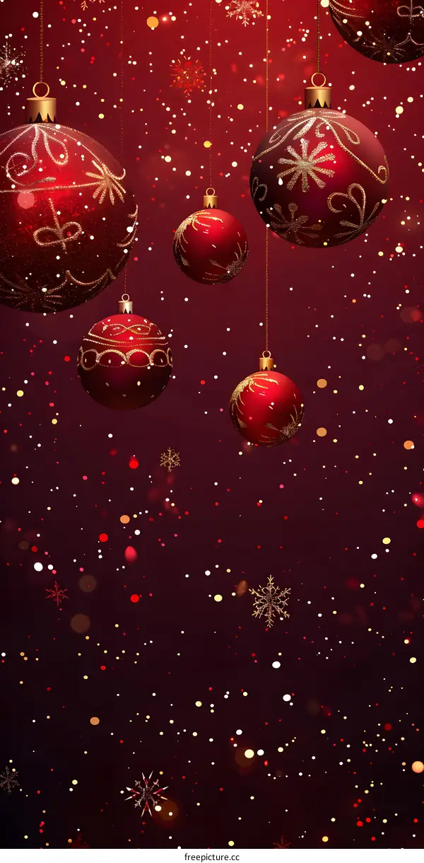 Red Christmas balls with Christmas decoration