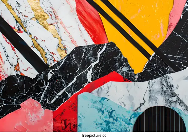 Abstract Collage With Black And Yellow Stripes