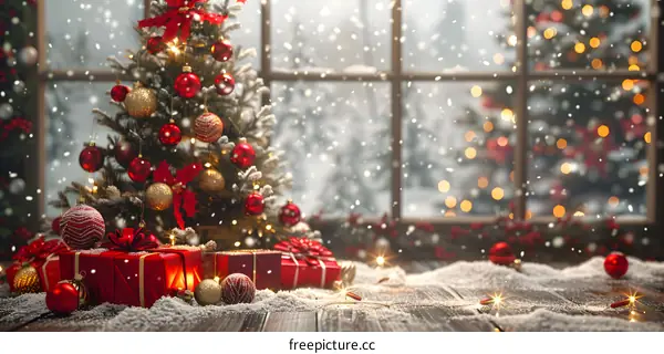 Christmas Tree with Presents by the Window