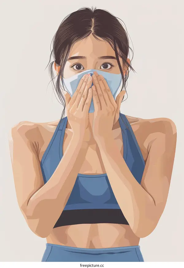 A woman wearing a mask