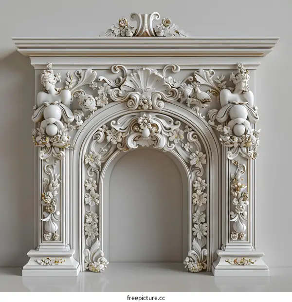Elegant Fireplace with Intricate Carvings