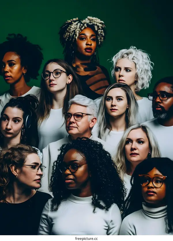 Diverse Group of People Looking Up Hopeful