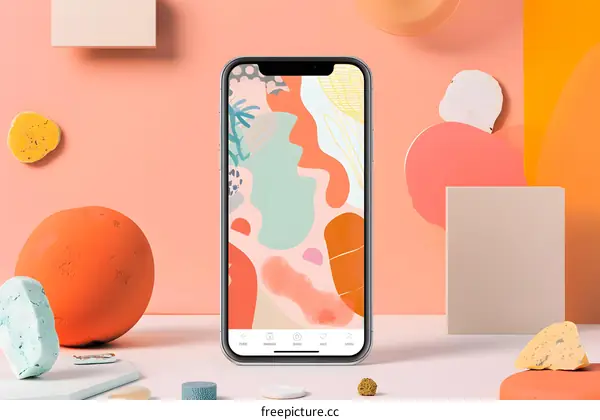 Abstract Phone Wallpaper on a Pink Background