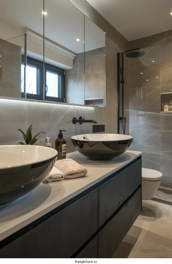 Modern Contemporary Bathroom Vanity with Double Sinks