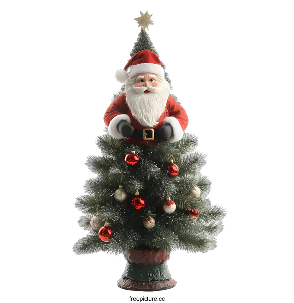 [Transparent Background PNG]Christmas Tree with Santa Claus Ornament