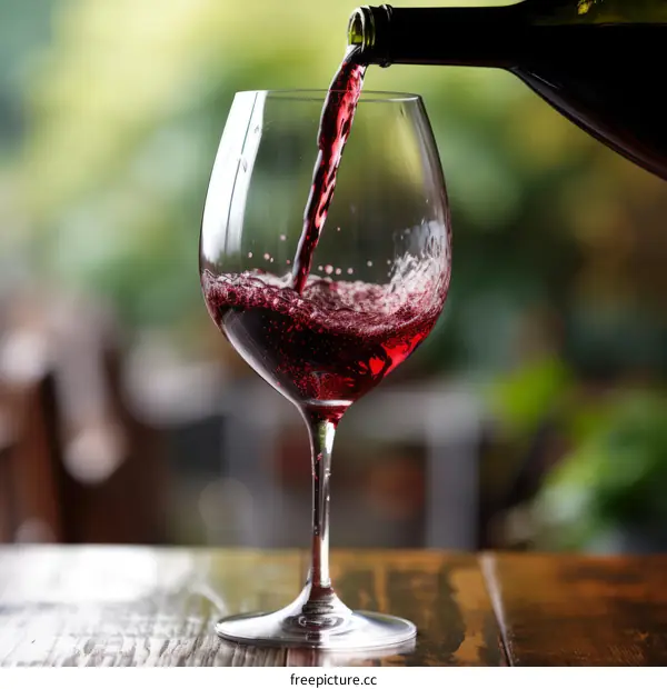 Red wine being poured into a glass