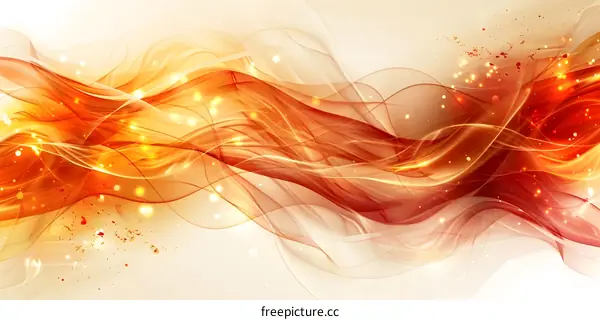 Abstract orange red yellow white fluid shapes composition