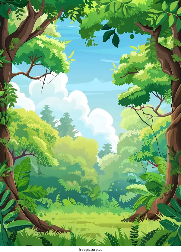 Green Jungle Background Illustration