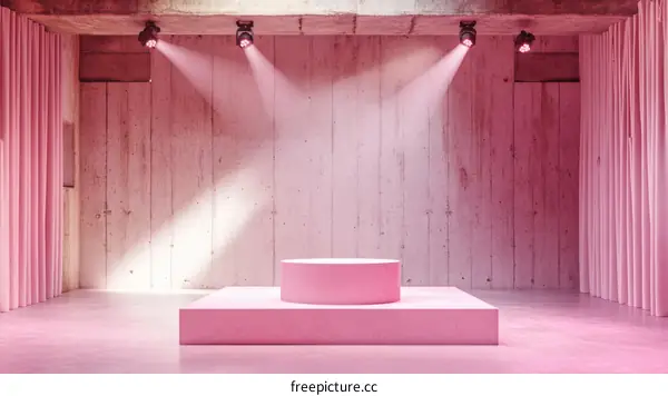 Pink Concrete Stage with Spotlight