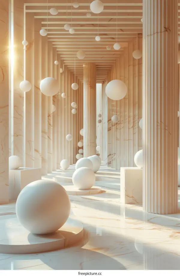 Abstract Architectural Interior Design with Spheres