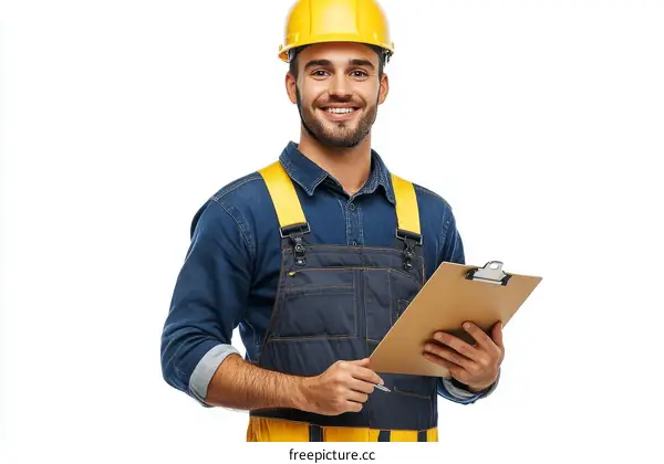 Construction Worker with Clipboard Portrait