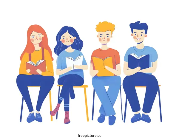 Group of People Sitting and Reading Books