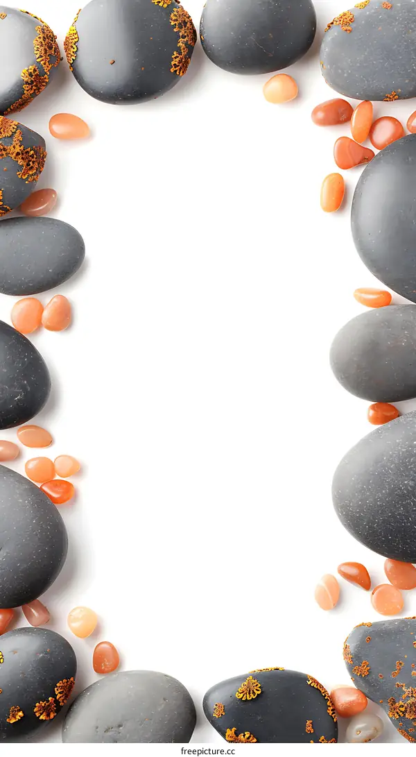 Spa Stones Frame Border Isolated on White Background