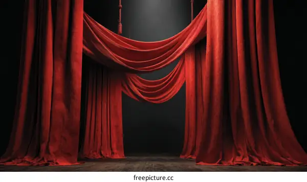 Dramatic Red Theatre Curtains Draped