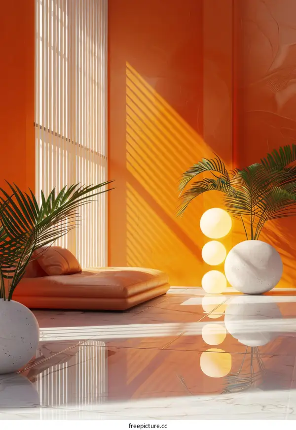 Modern Orange Interior Design Illustration