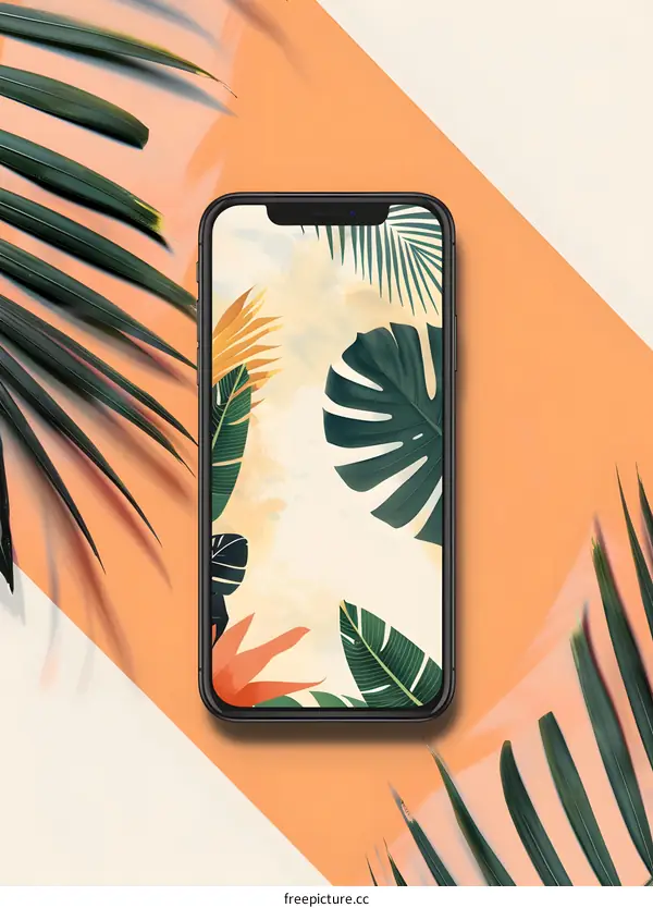 Tropical Leaves Phone Wallpaper
