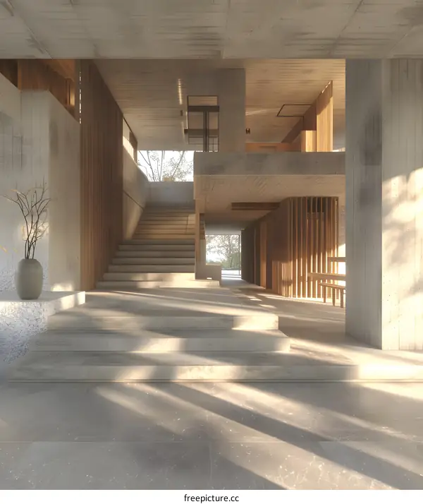 Modern Minimalist Concrete and Wood Interior