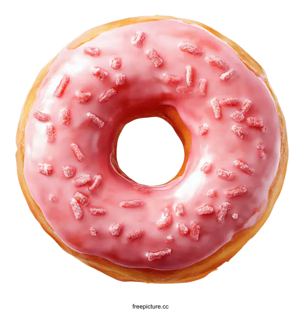 [Transparent Background PNG]Pink Glazed Donut with Sprinkles