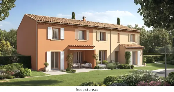 Exterior of a Modern House with a Patio