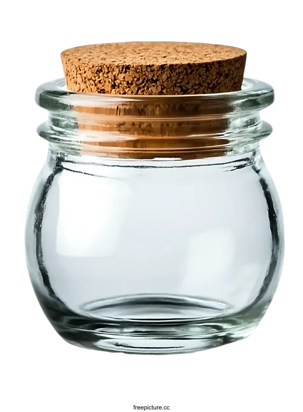 [Transparent Background PNG]Empty Glass Jar with Cork Lid