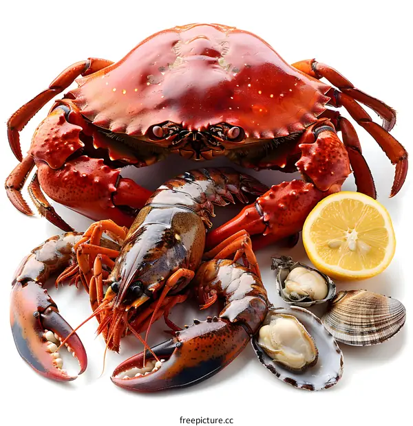 Fresh seafood platter with lobster and crab