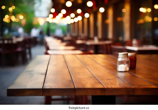 An Empty Table at a Restaurant with a Blurred Background