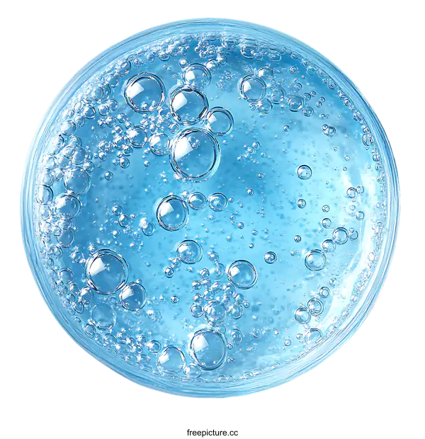 [Transparent Background PNG]Closeup of Blue Liquid with Bubbles